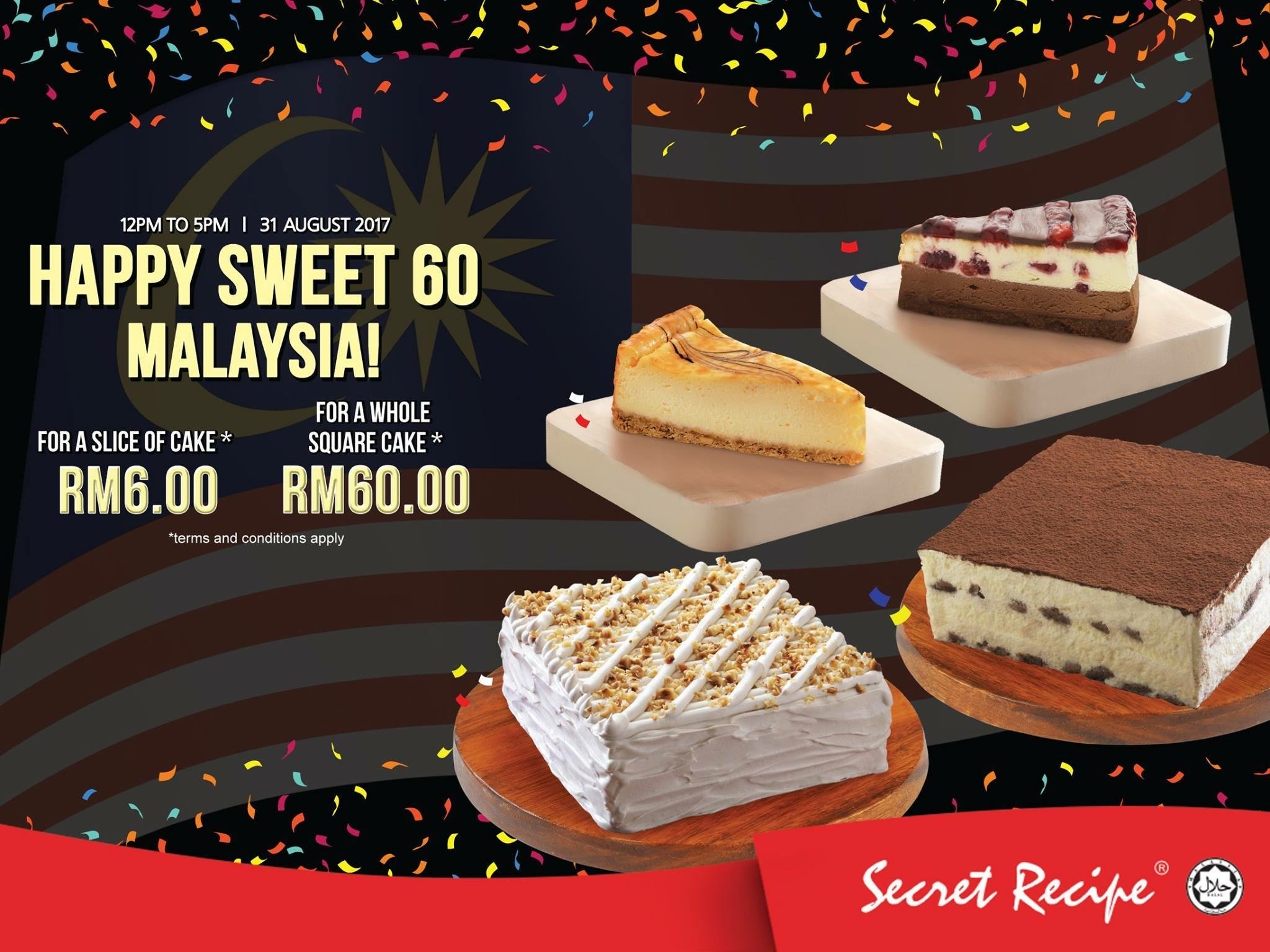 Malaysia Freebies 4. Secret Recipe Cake RM6 Merdeka Promotion